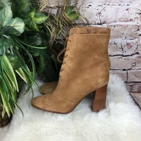 Marc Fisher Edina Suede Lace-Up Ankle Boots Brown Block Heel 6.5 - Picture 5 of 11